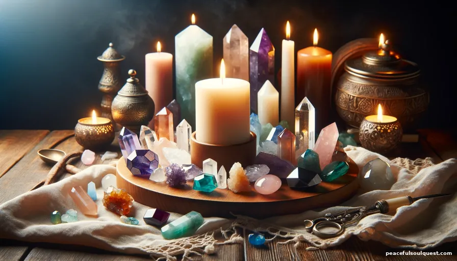 Cord cutting healing crystals and candles