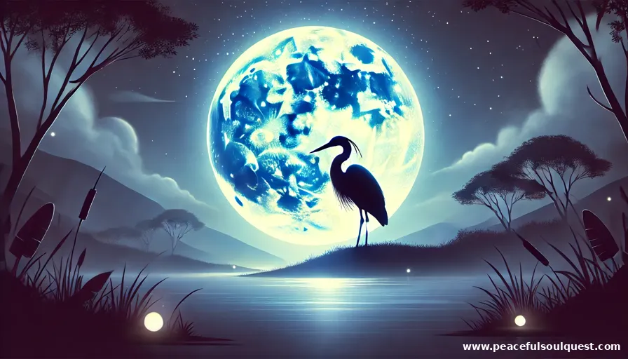 Heron and the moon